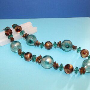 Vintage Colorful Acrylic & Stone Large Beaded Statement Necklace